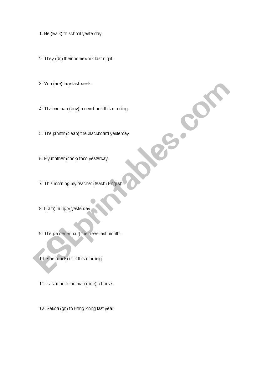 past simple worksheet