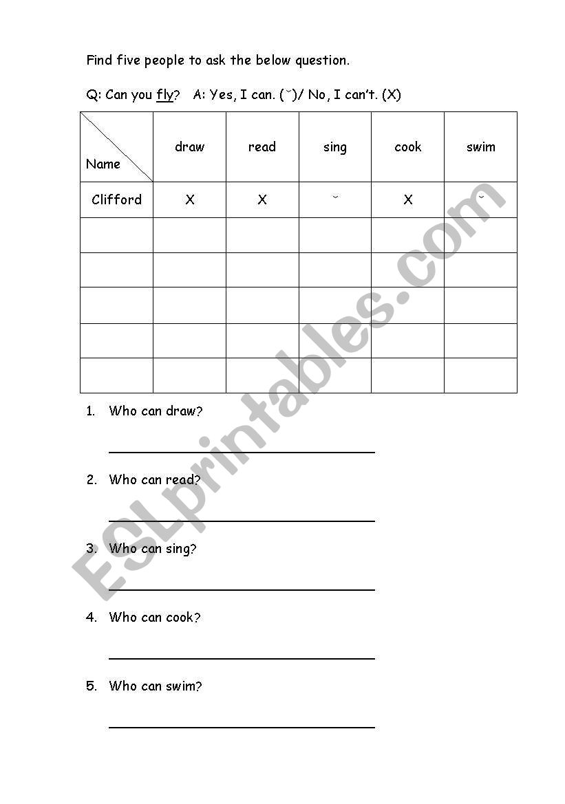 Can Survey worksheet