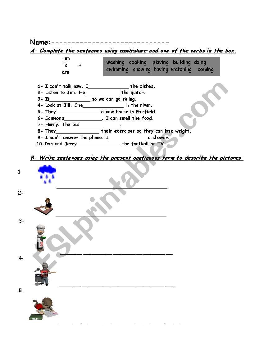 present continuous worksheet