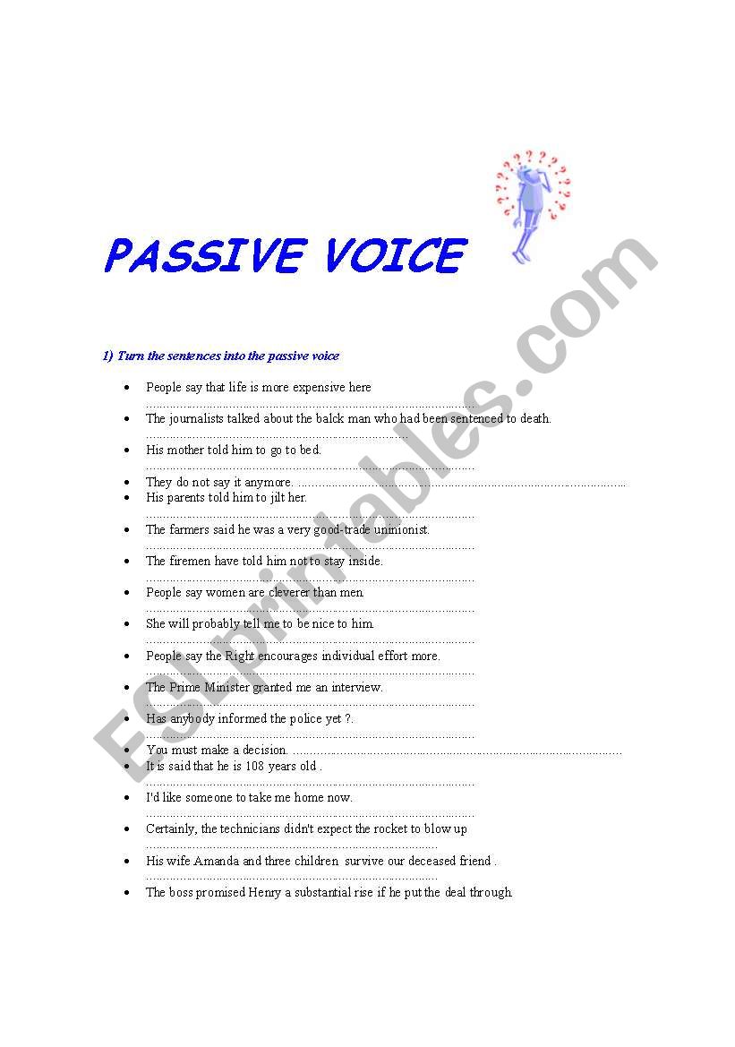 Passive voice  worksheet