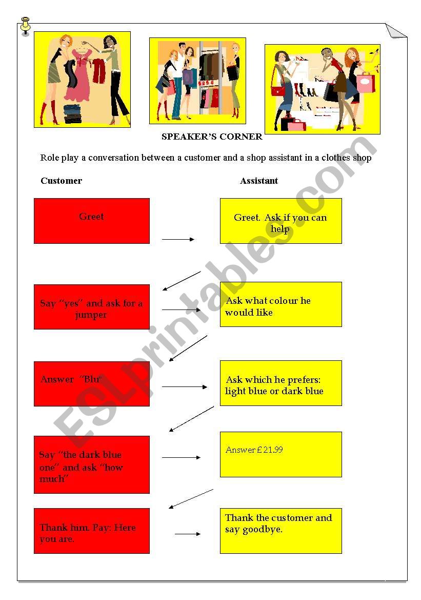 Role Play   Shopping worksheet