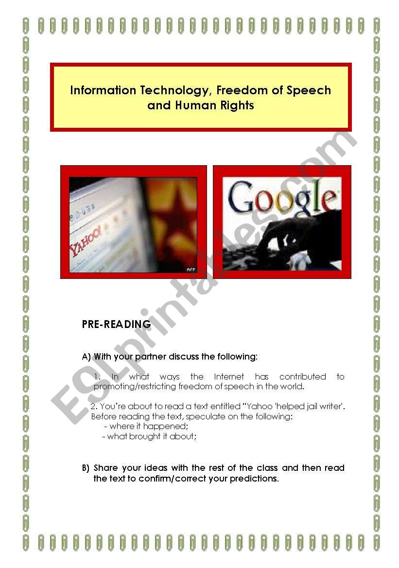 Information Technology, Freedom of Speech and Human Rights