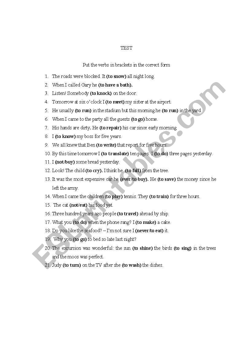 mixed tenses worksheet