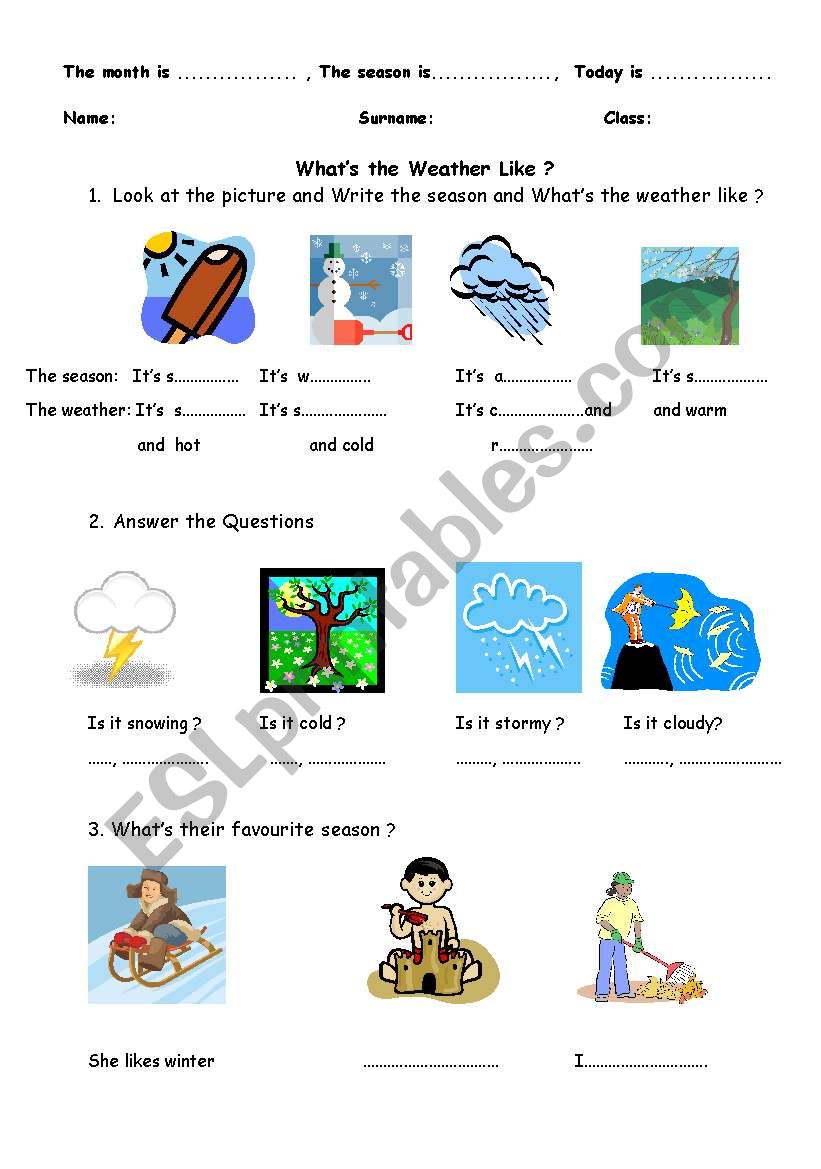 Whats the weather like? worksheet