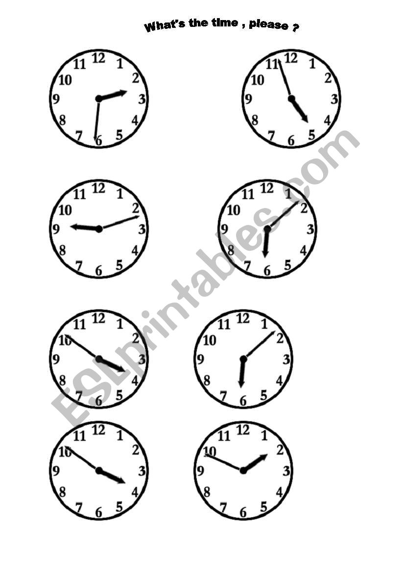 WHAT IS THE TIME PLEASE ? worksheet