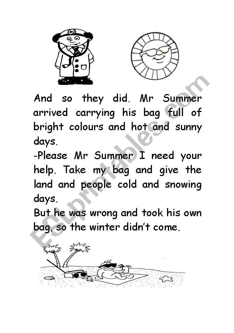 Mr Winter story worksheet