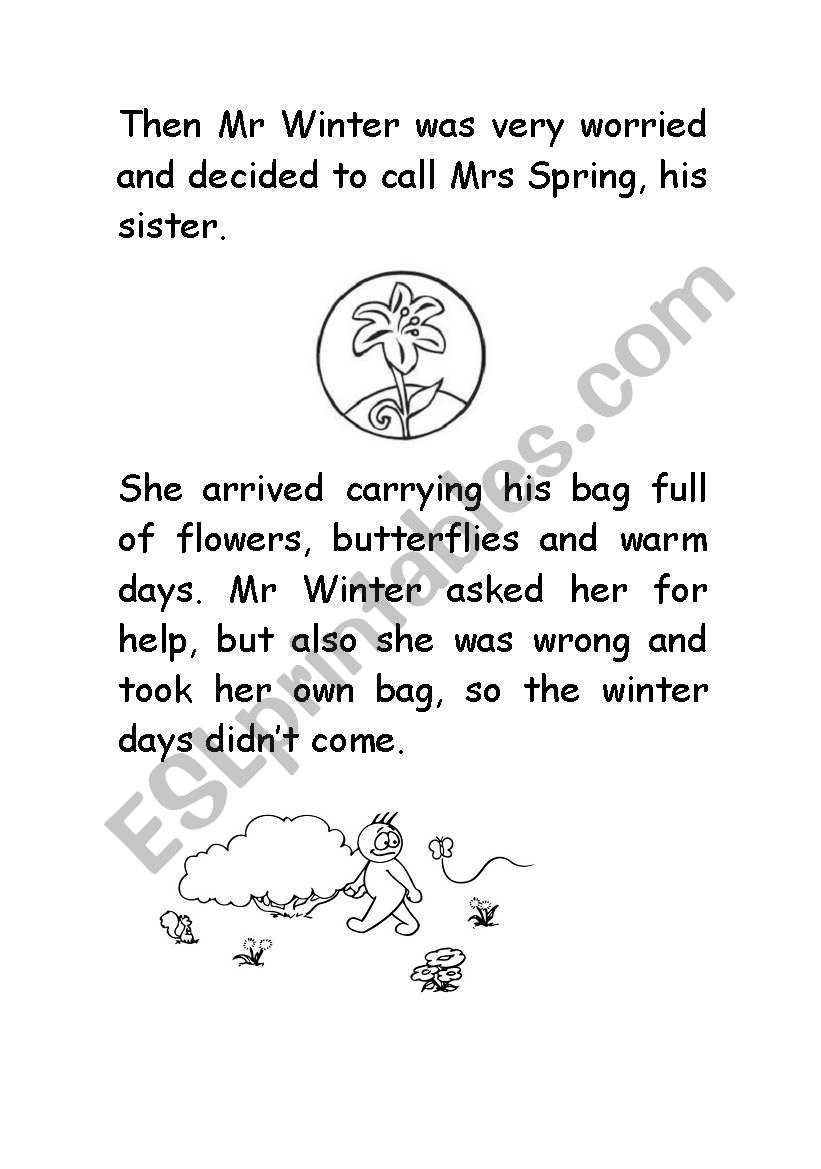 Mr Winter story worksheet