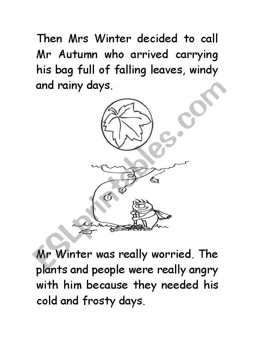 Mr Winter story worksheet