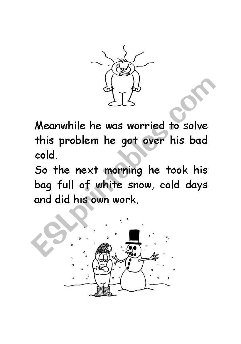 Mr Winter story worksheet