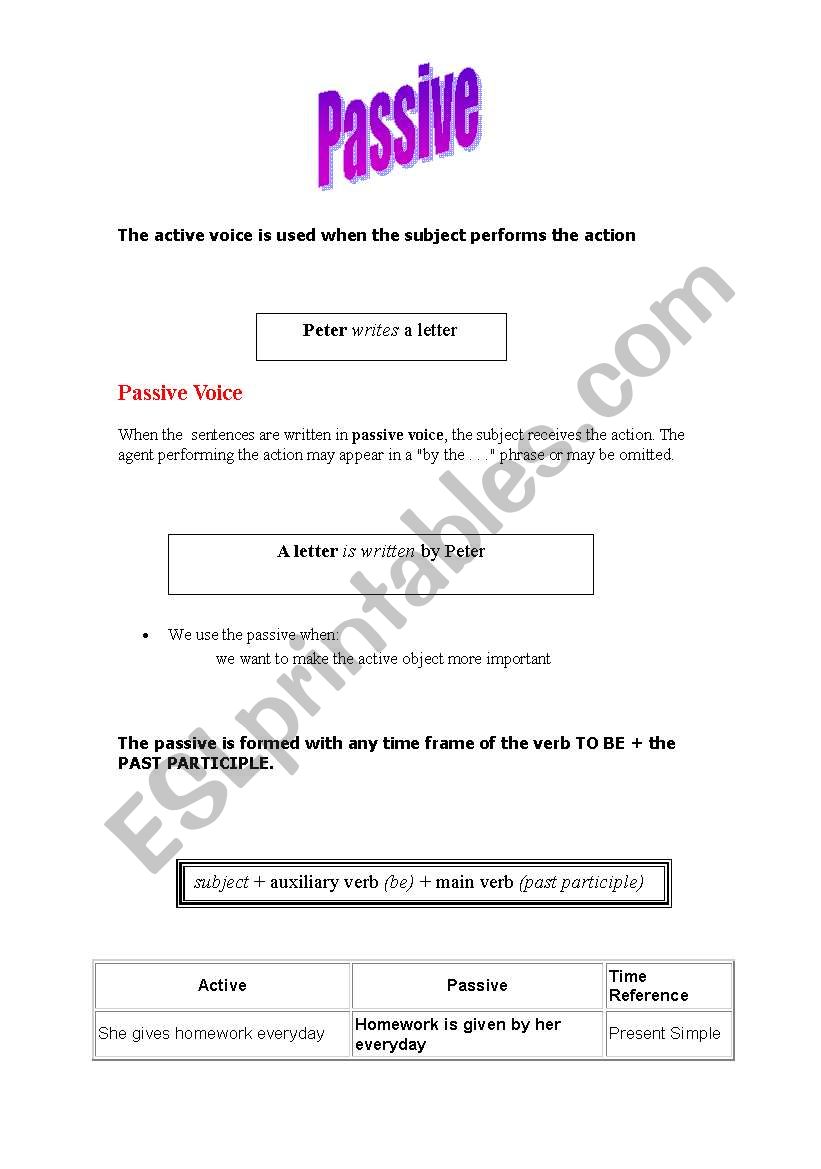 Passive worksheet