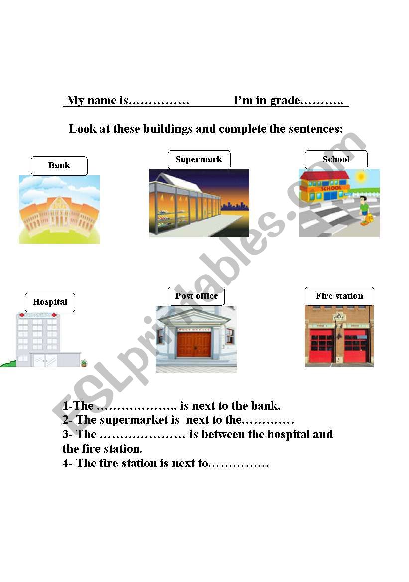places and locations worksheet