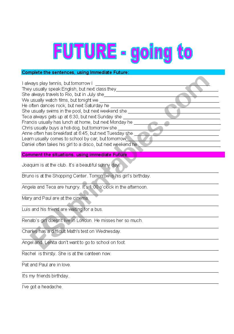 FUTURE - GOING TO worksheet