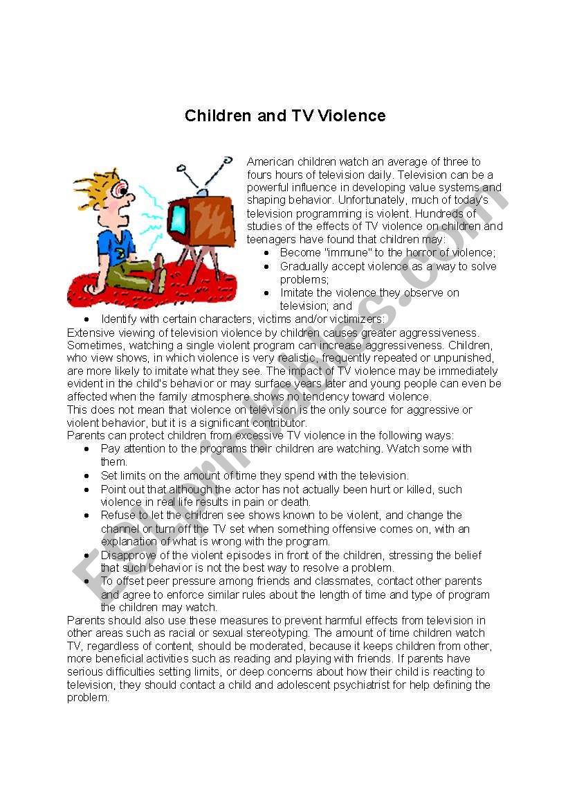 CHILDREN AND TV VIOLENCE worksheet