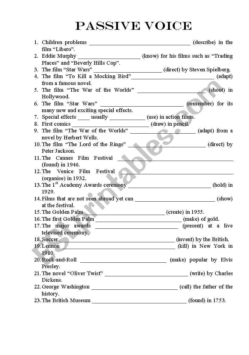 Passive Voice worksheet