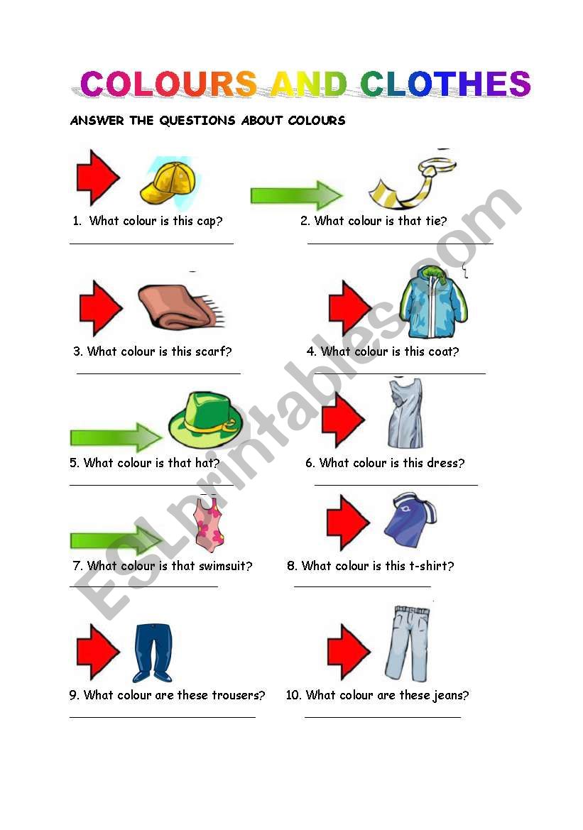COLOURS AND CLOTHES worksheet