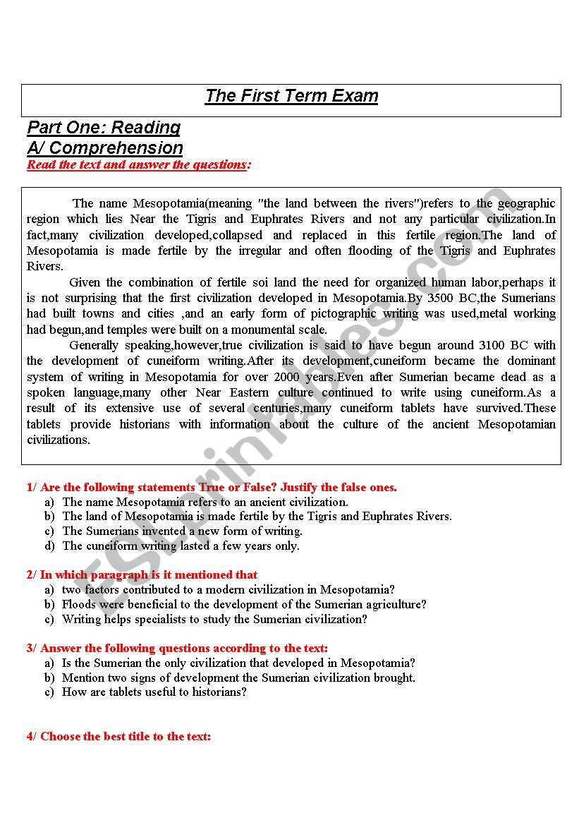 Free Worksheets On Ancient Civilizations