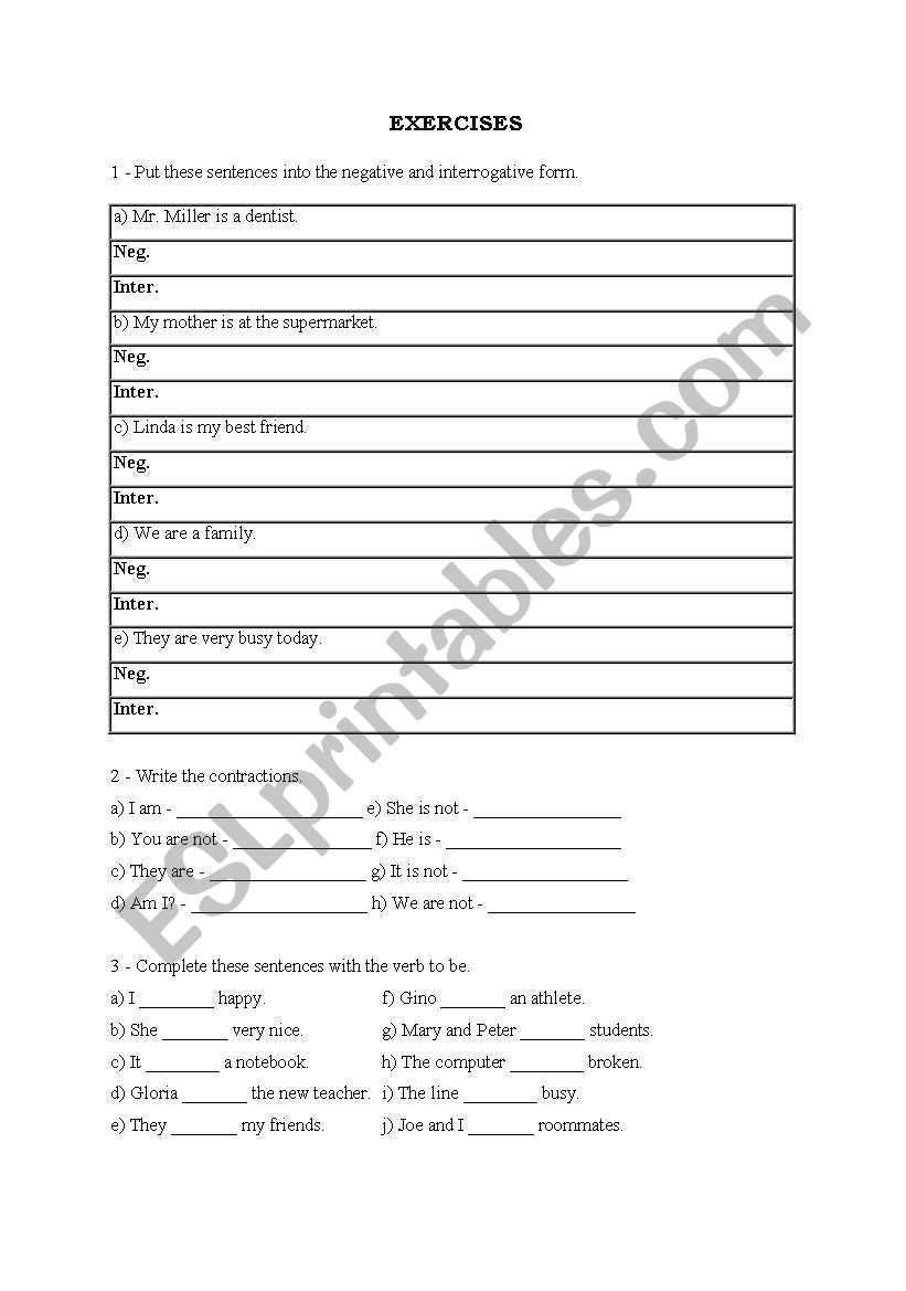 Verb to be - present worksheet