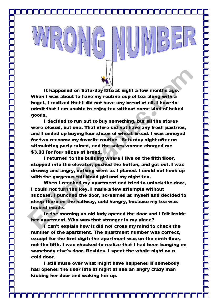 Wrong Number worksheet