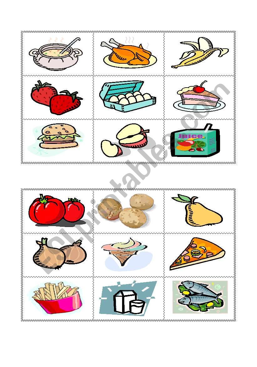 Food Bingo worksheet