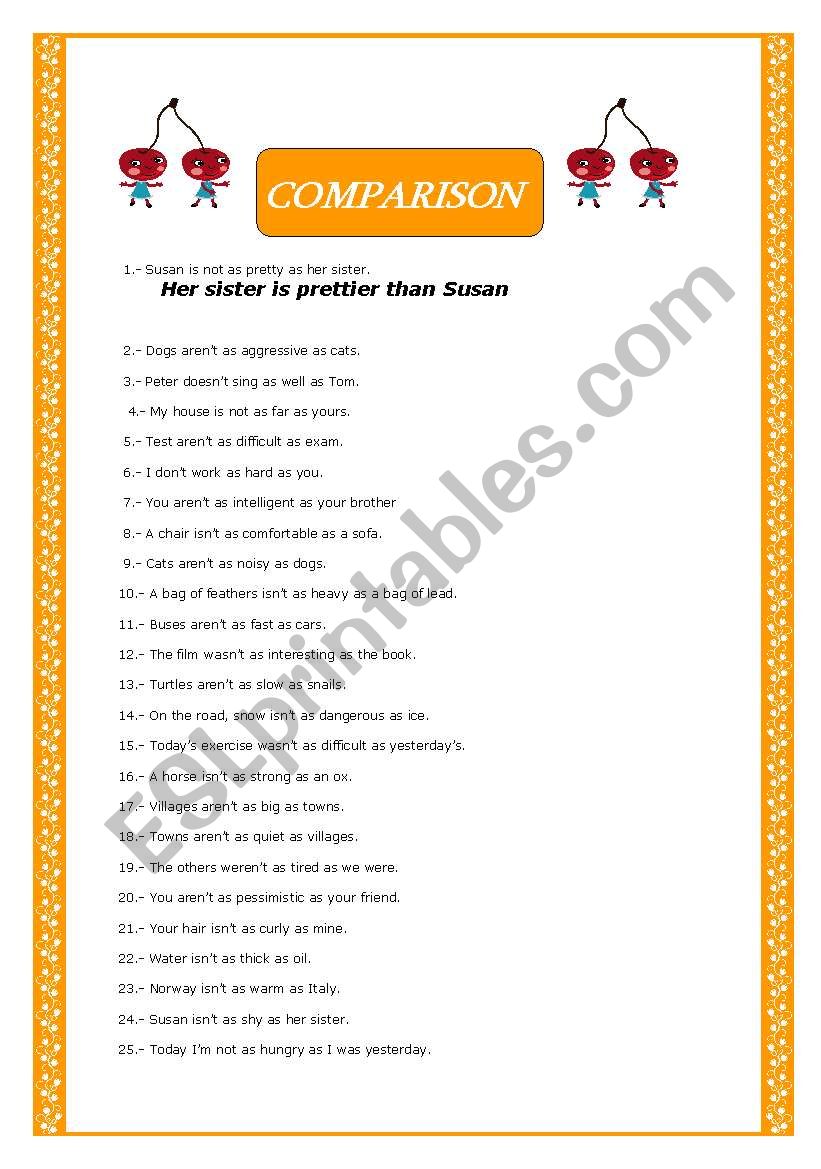 comparative worksheet