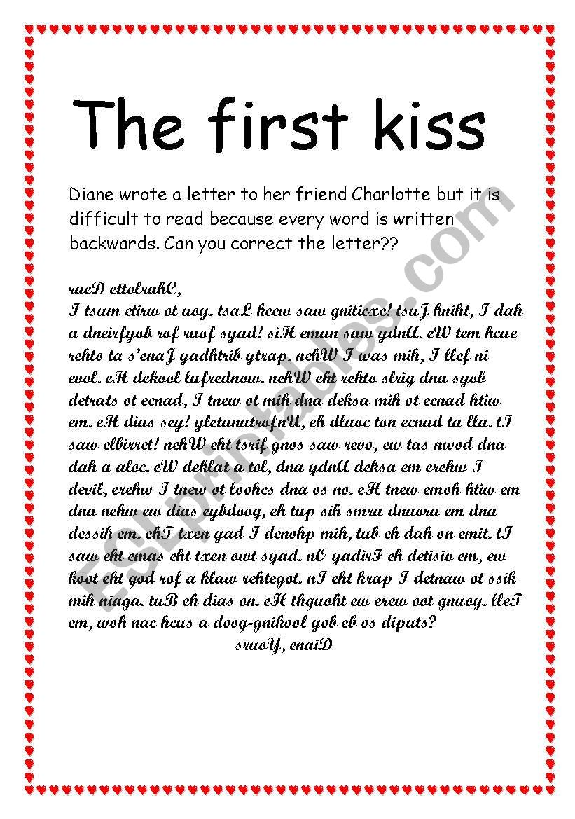 The first kiss worksheet