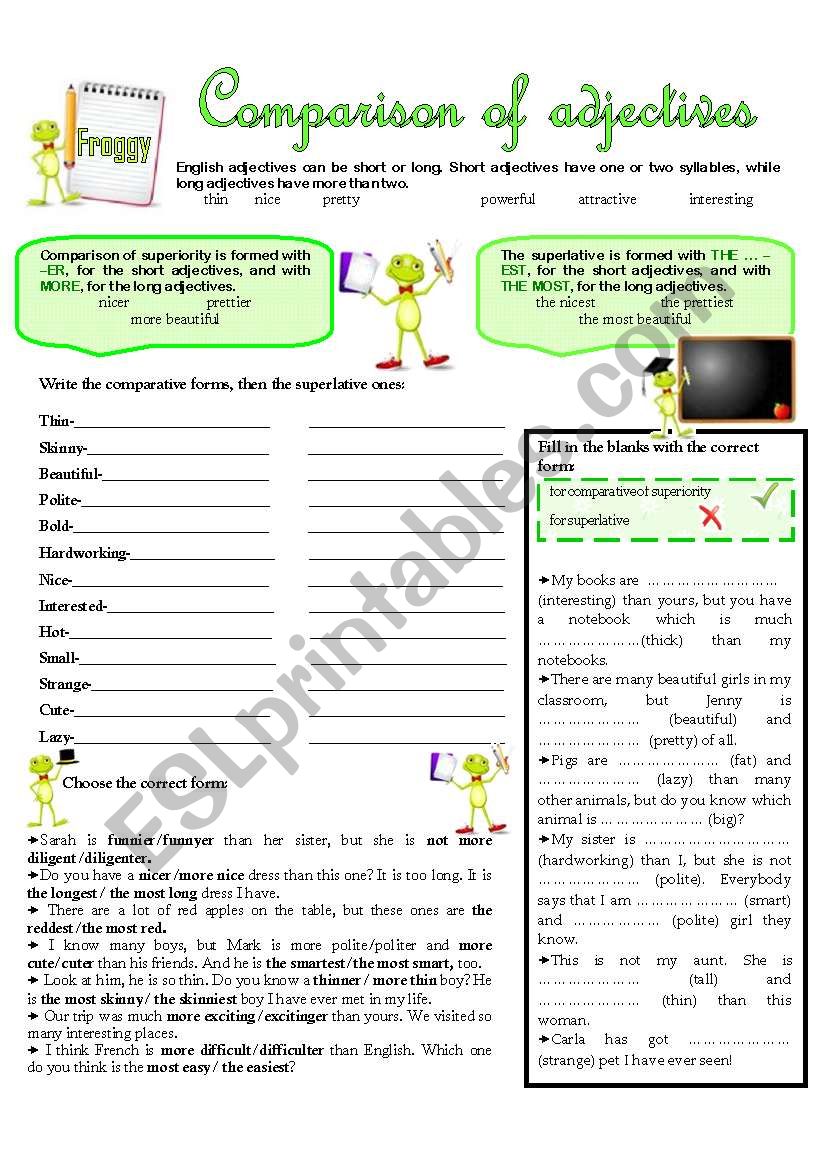 COMPARISON OF ADJECTIVES worksheet