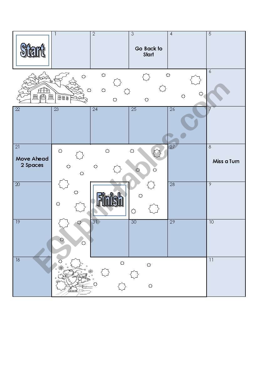 Winter Game Board worksheet