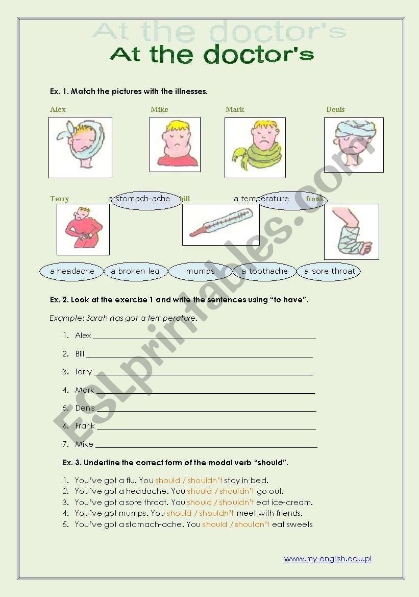 At the doctor´s worksheet