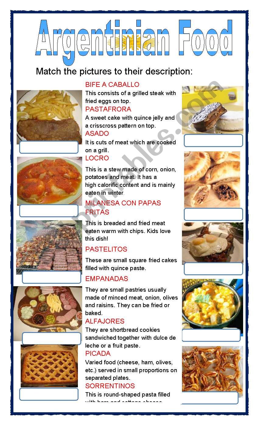 (set 6/8) ARGENTINIAN FOOD  worksheet