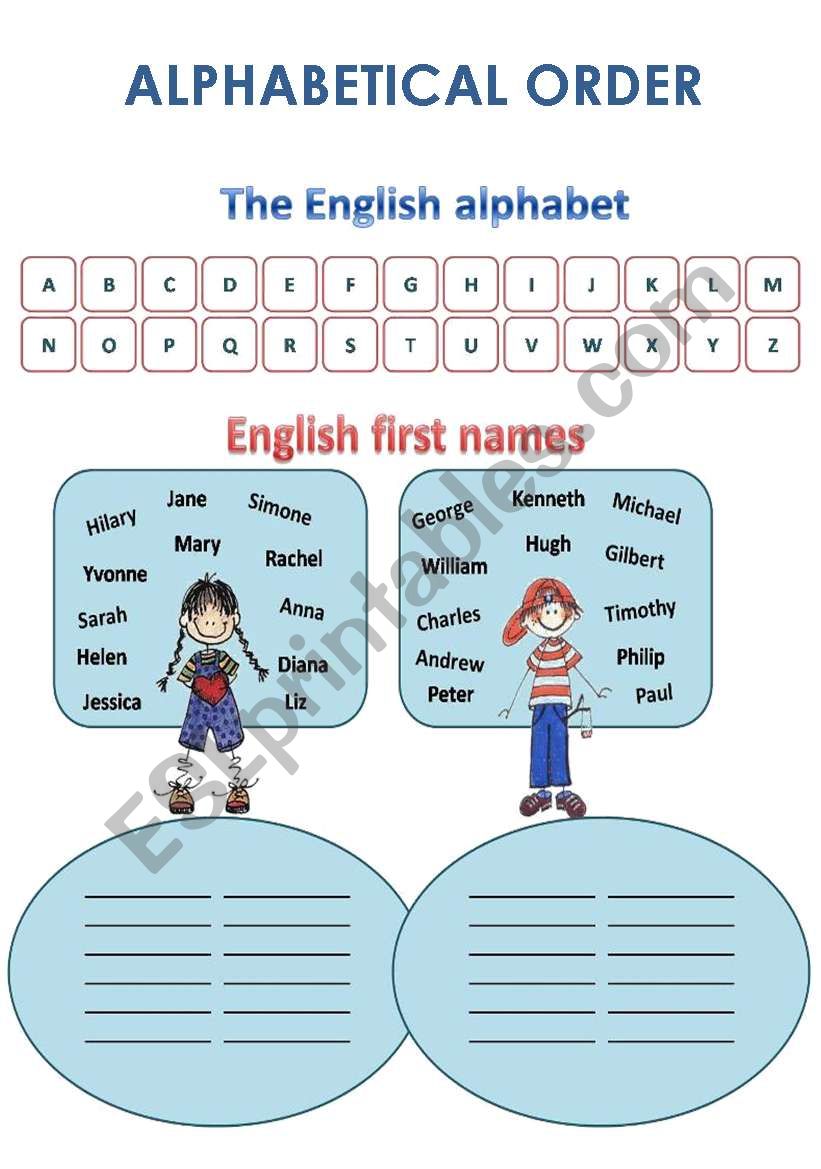 ALPHABETICAL ORDER worksheet