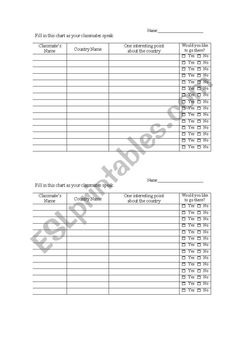 Speech listing form worksheet