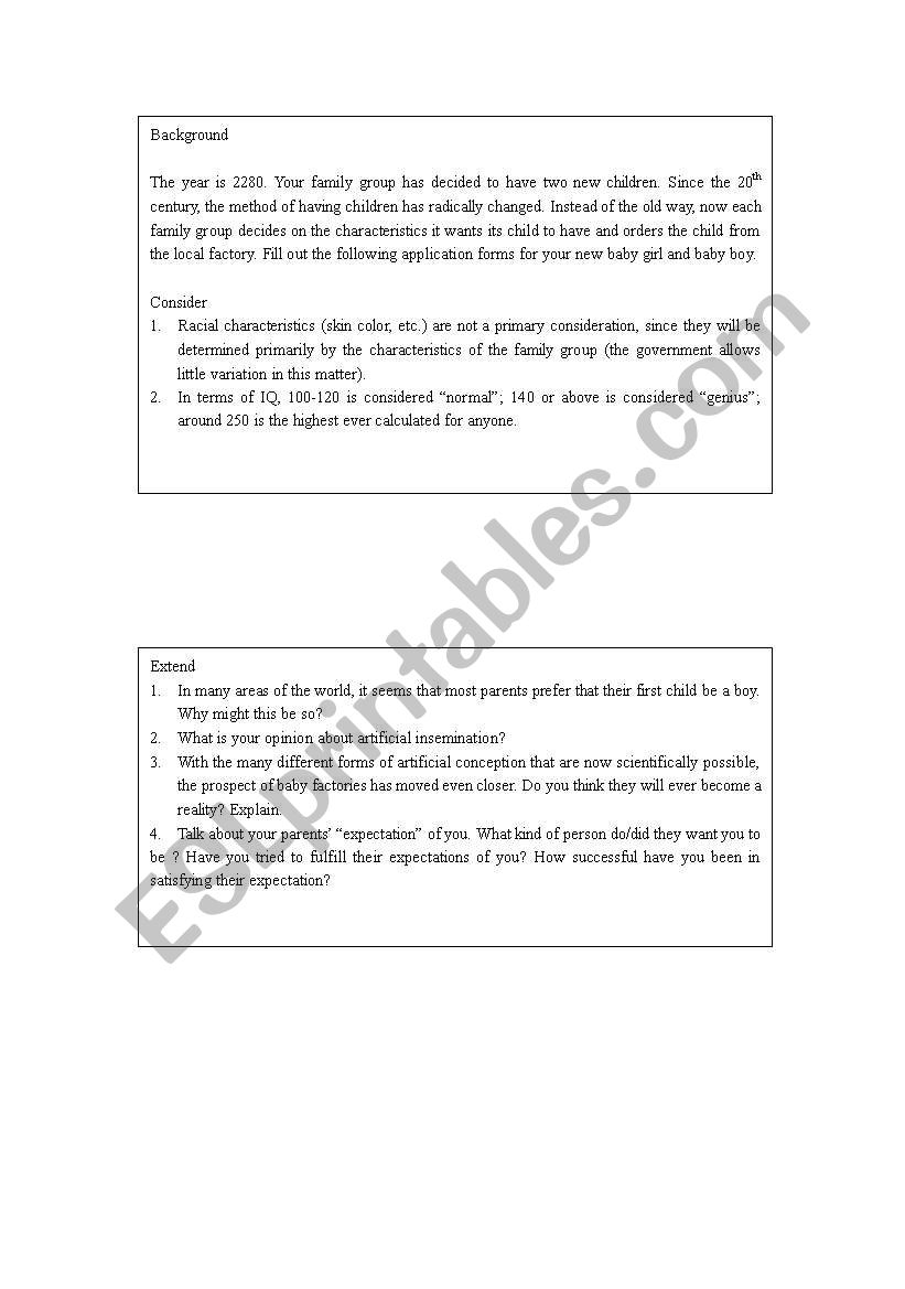 future baby factory worksheet