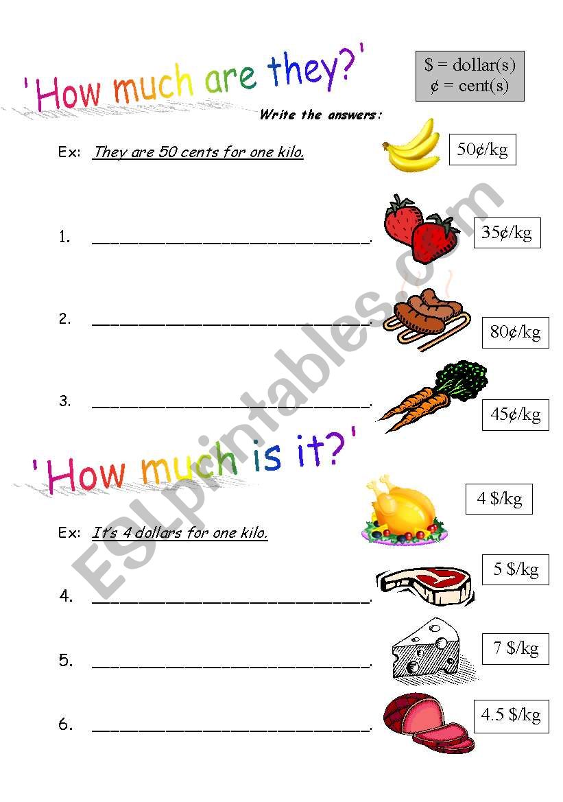 How much is it / are they? worksheet