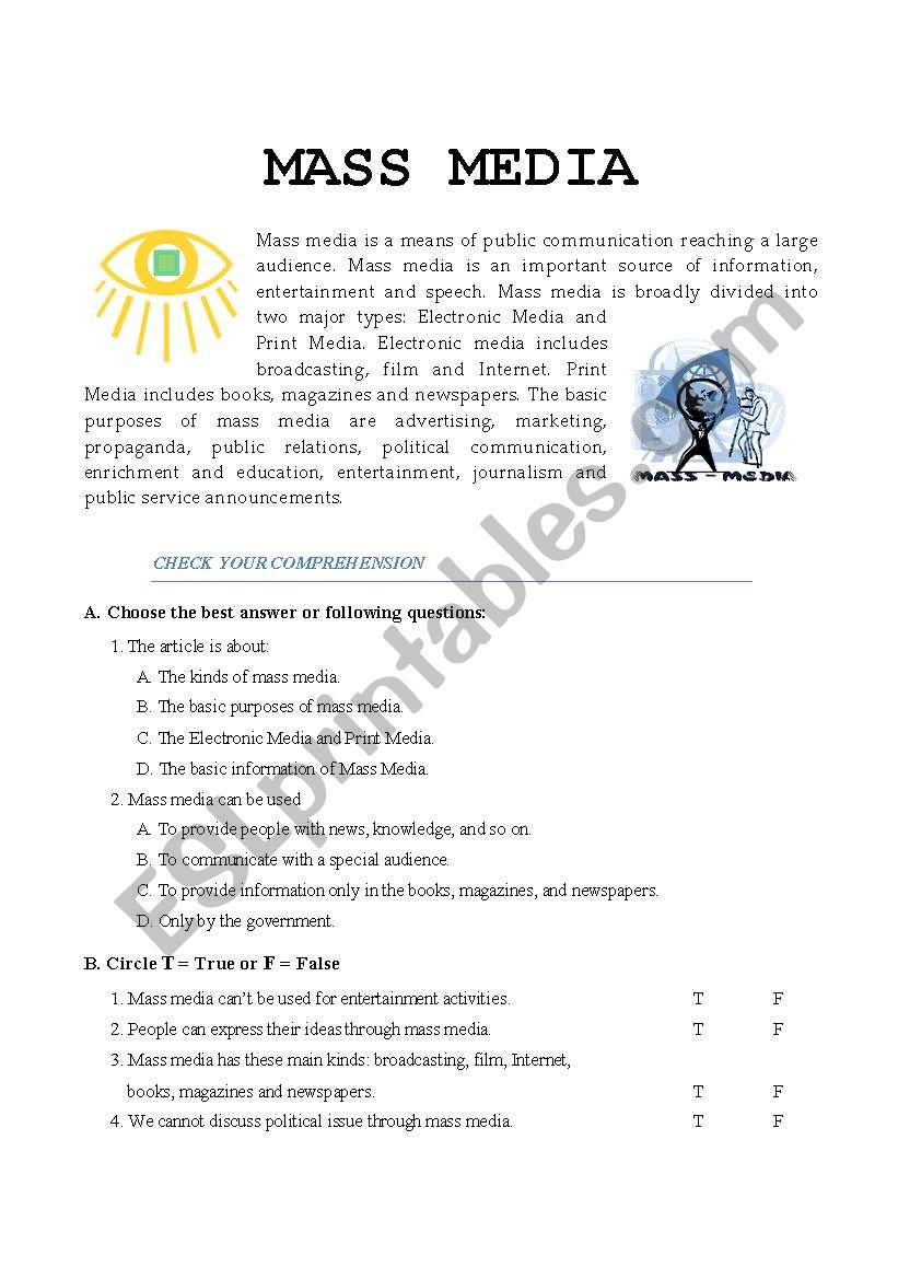 Mass media worksheet