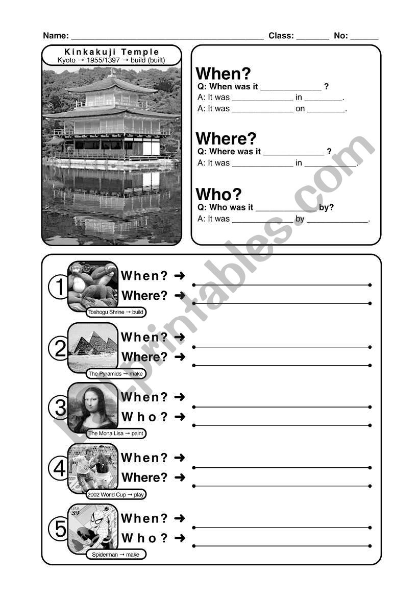 Passive: Students copy worksheet