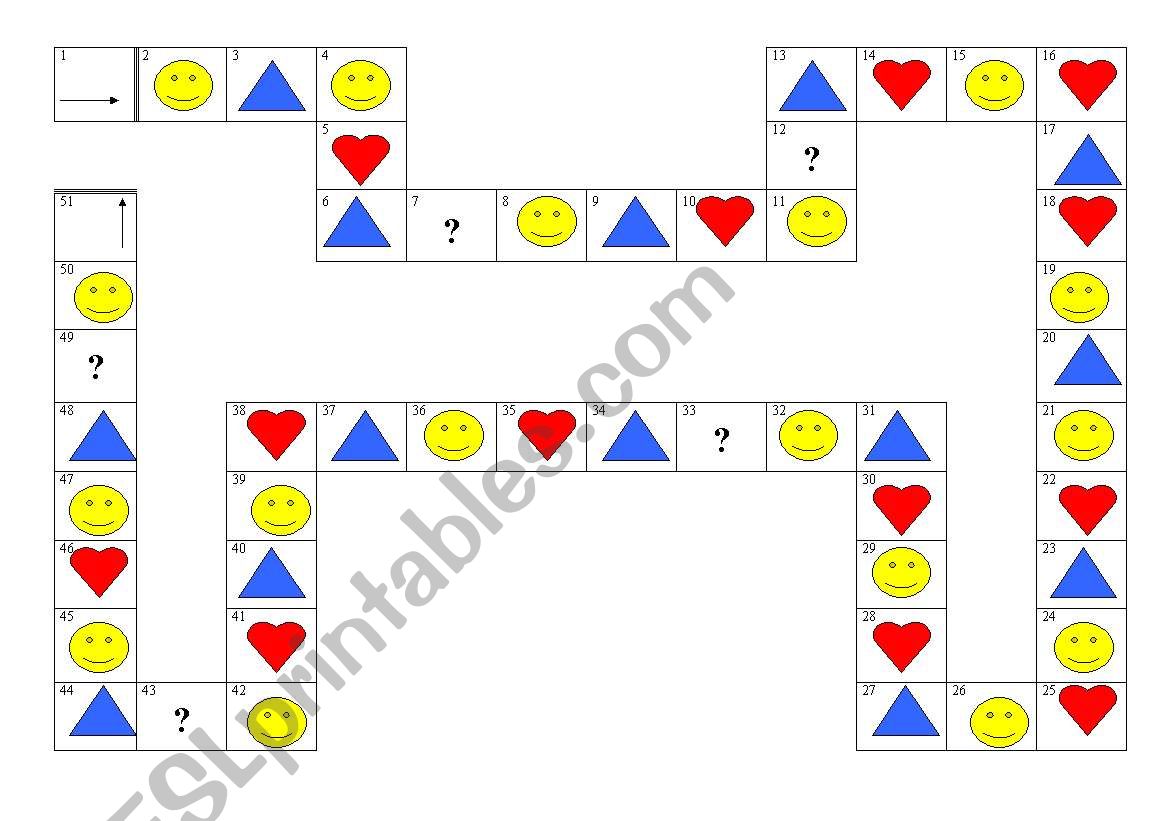 Symbol board game worksheet