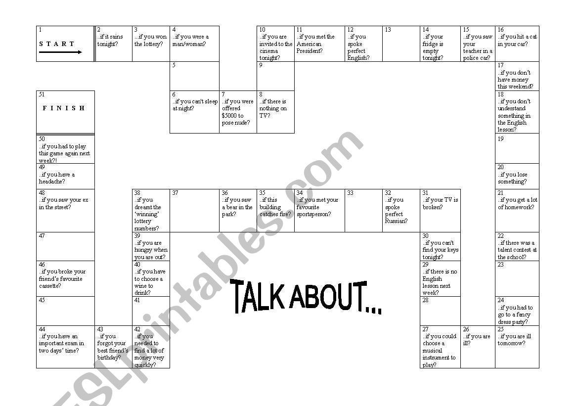 conversational game worksheet