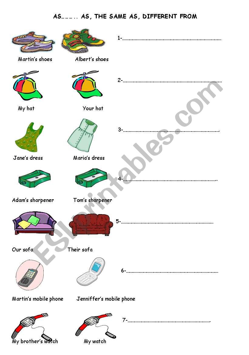 as .... as  worksheet