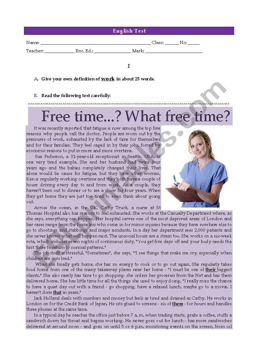 Test - Free time..? What free time...?