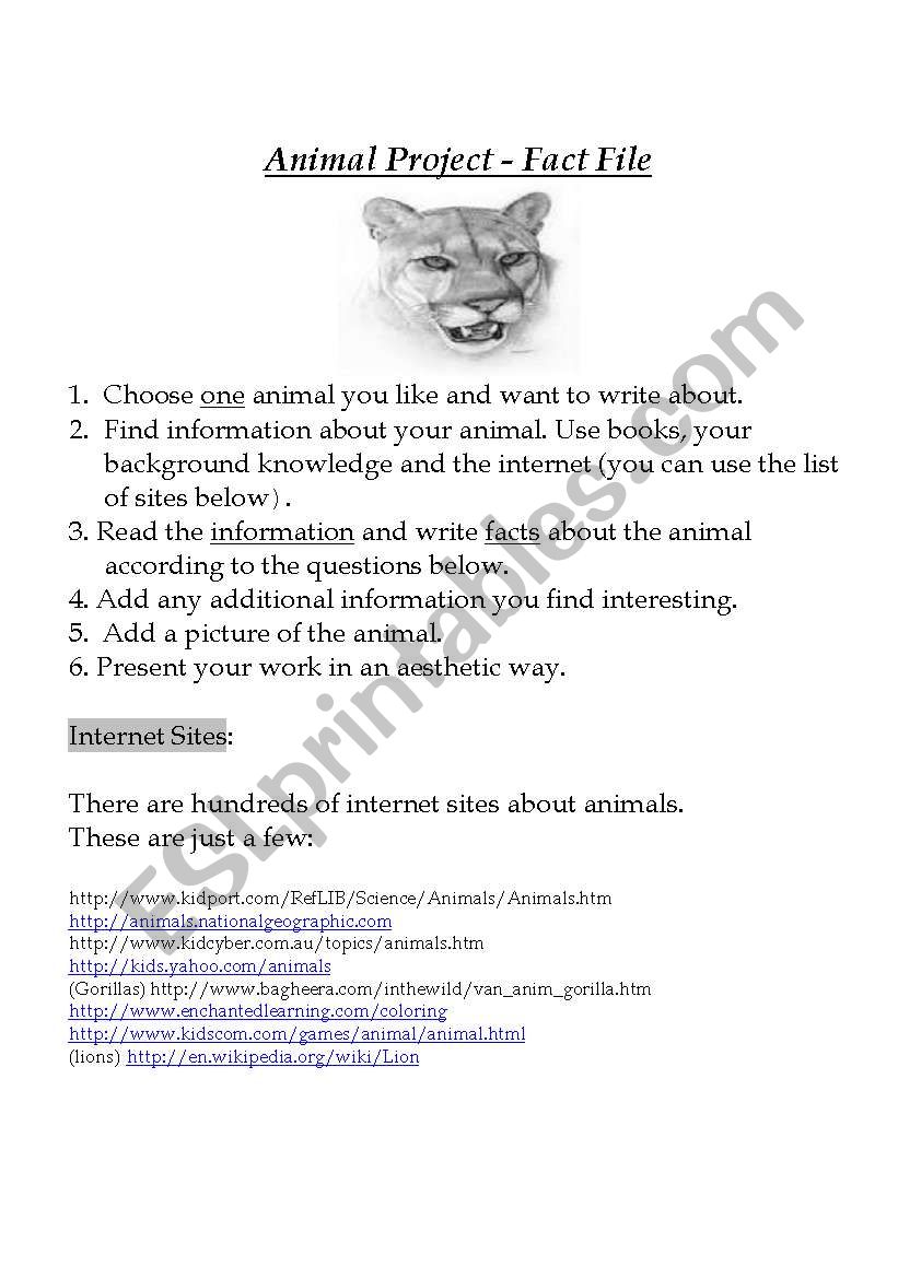 Animal ID worksheet