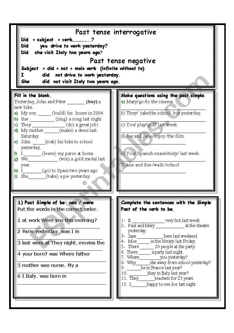 SIMPLE PAST worksheet