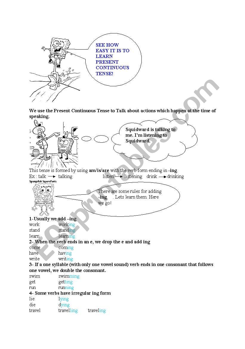 present continuous tense worksheet