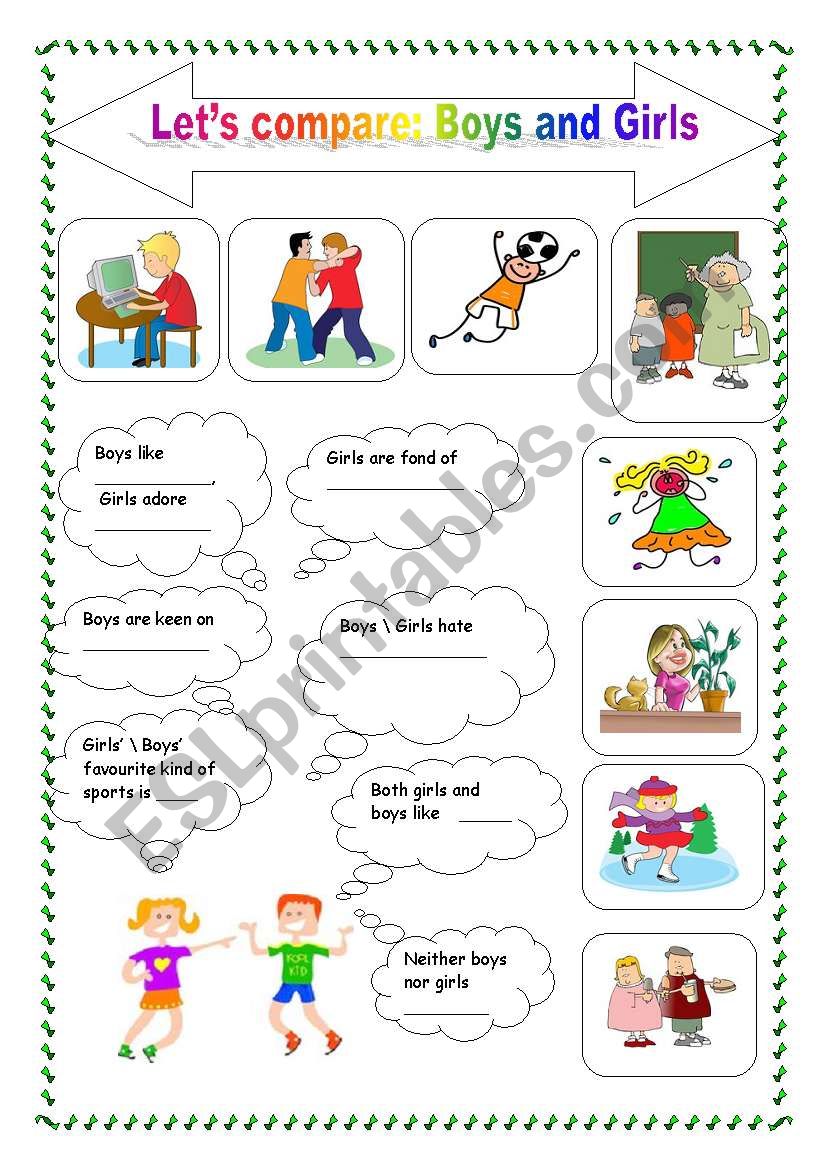 LetÂ´s compare: Boys&Girls worksheet