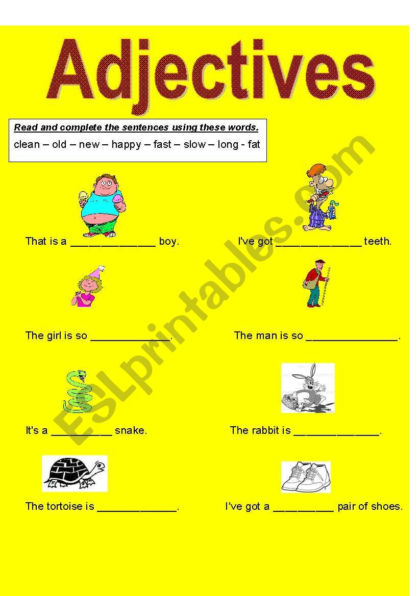 adjectives worksheet