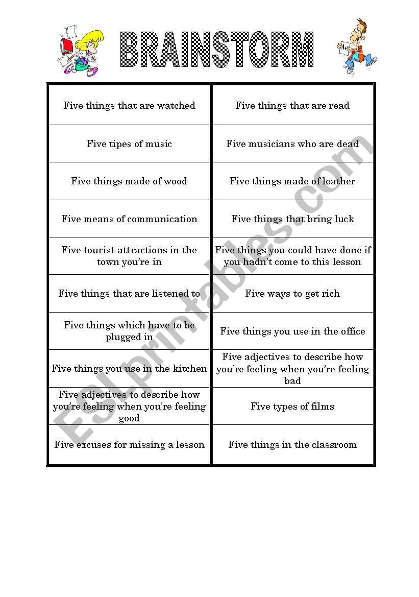 BRAINSTORM worksheet