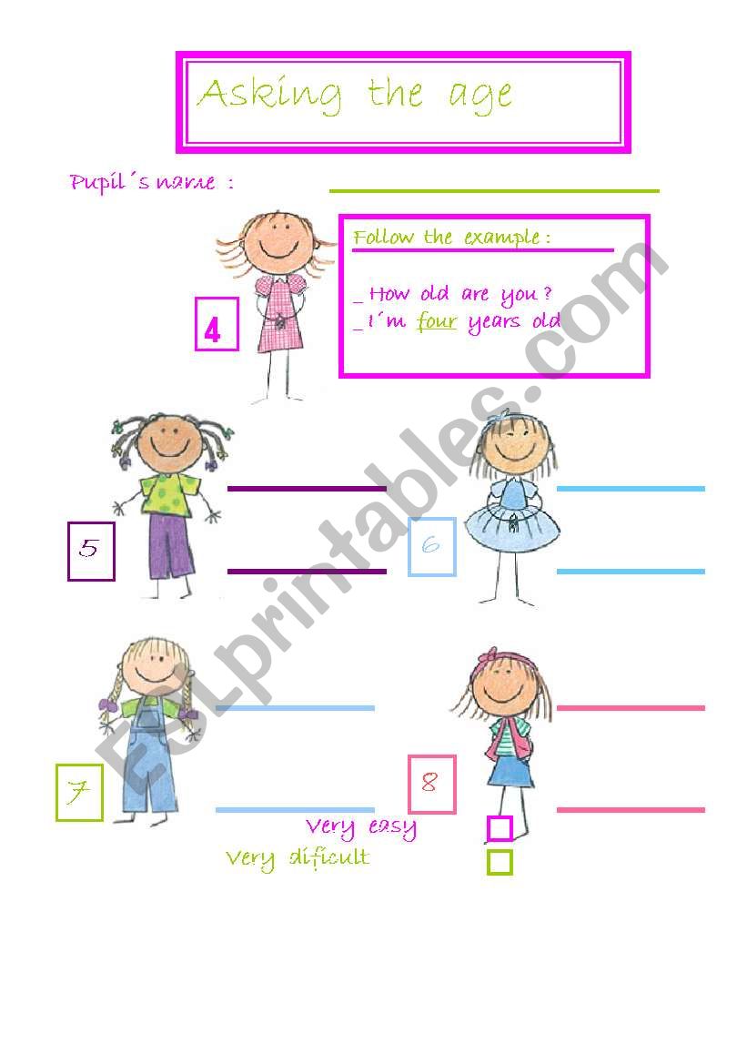 Asking the age worksheet