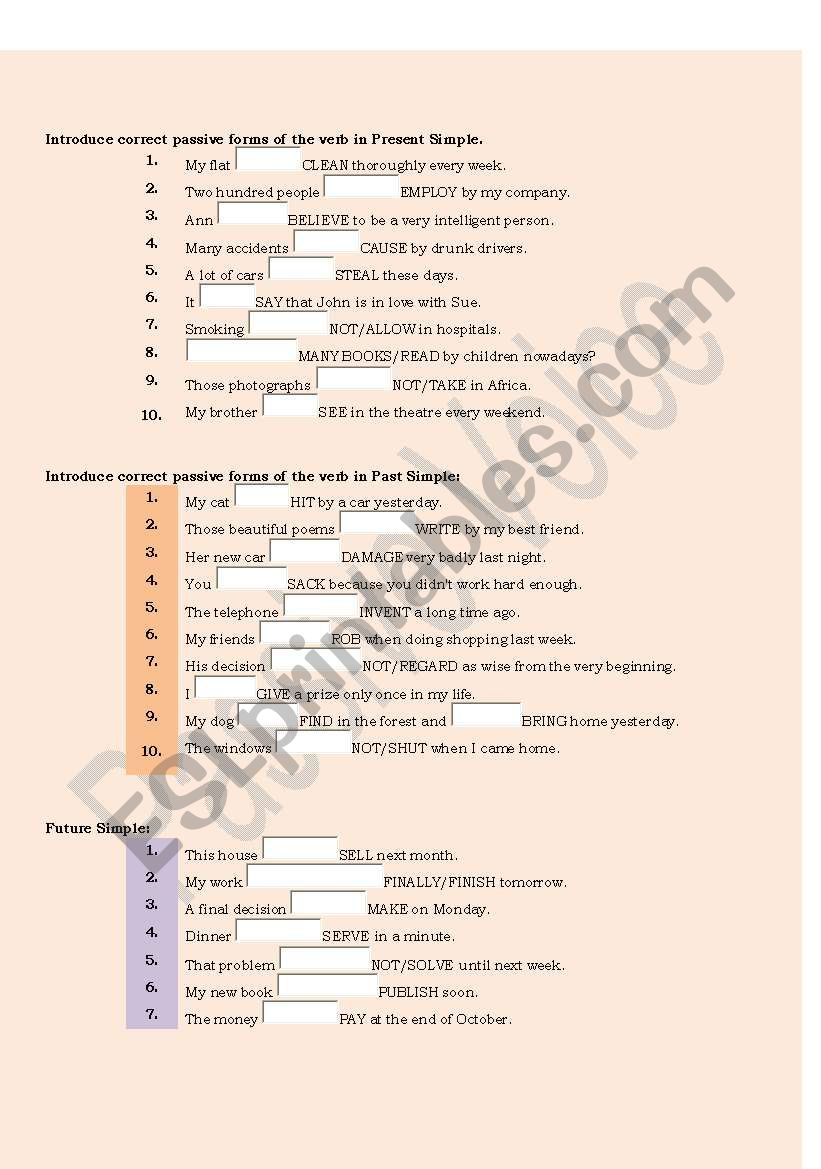 Passive Voice worksheet