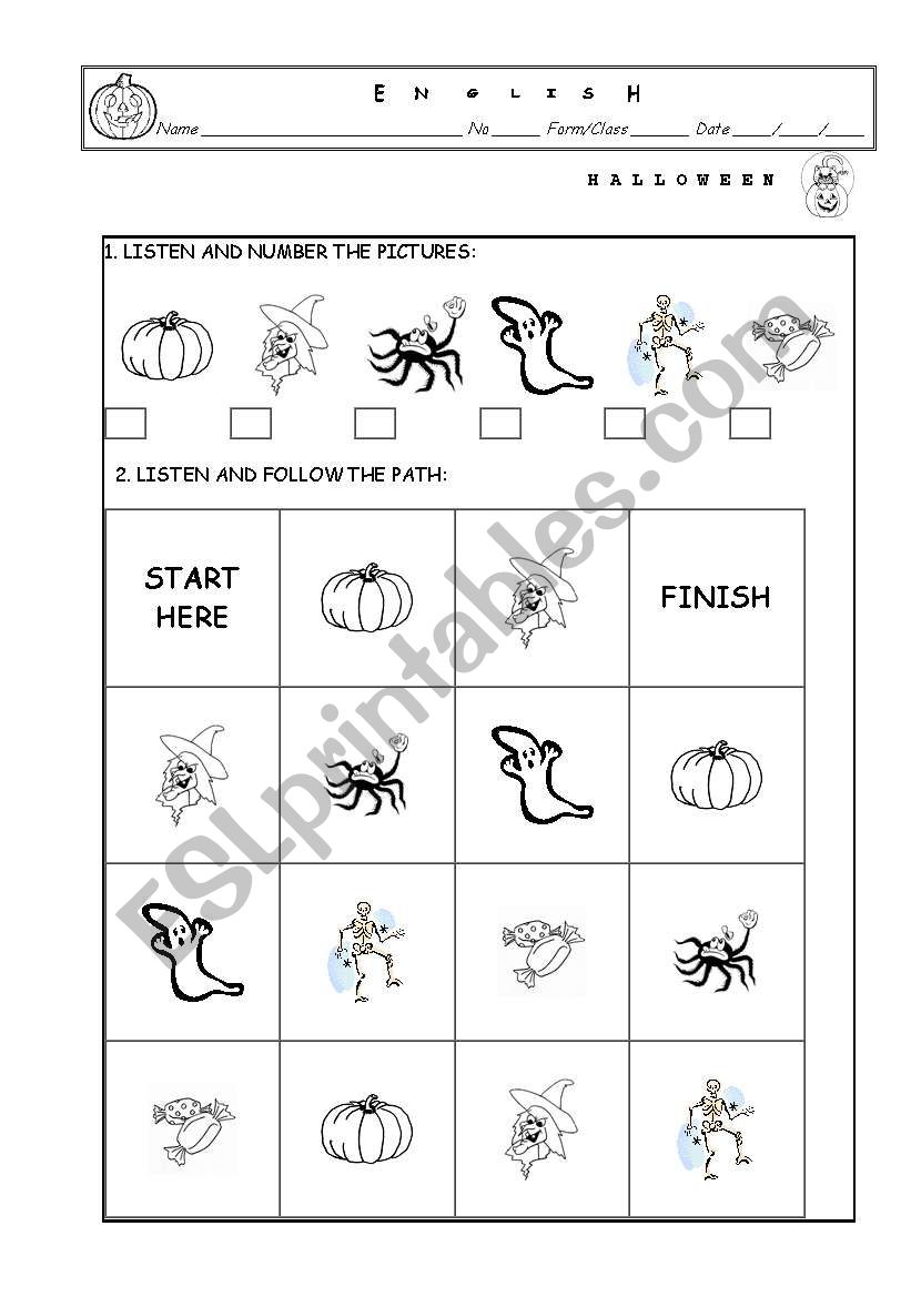 Halloween Path worksheet