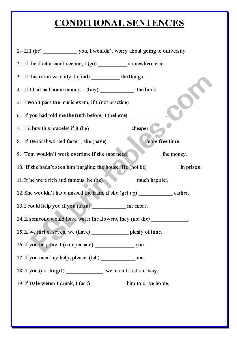 CONDITIONALS worksheet