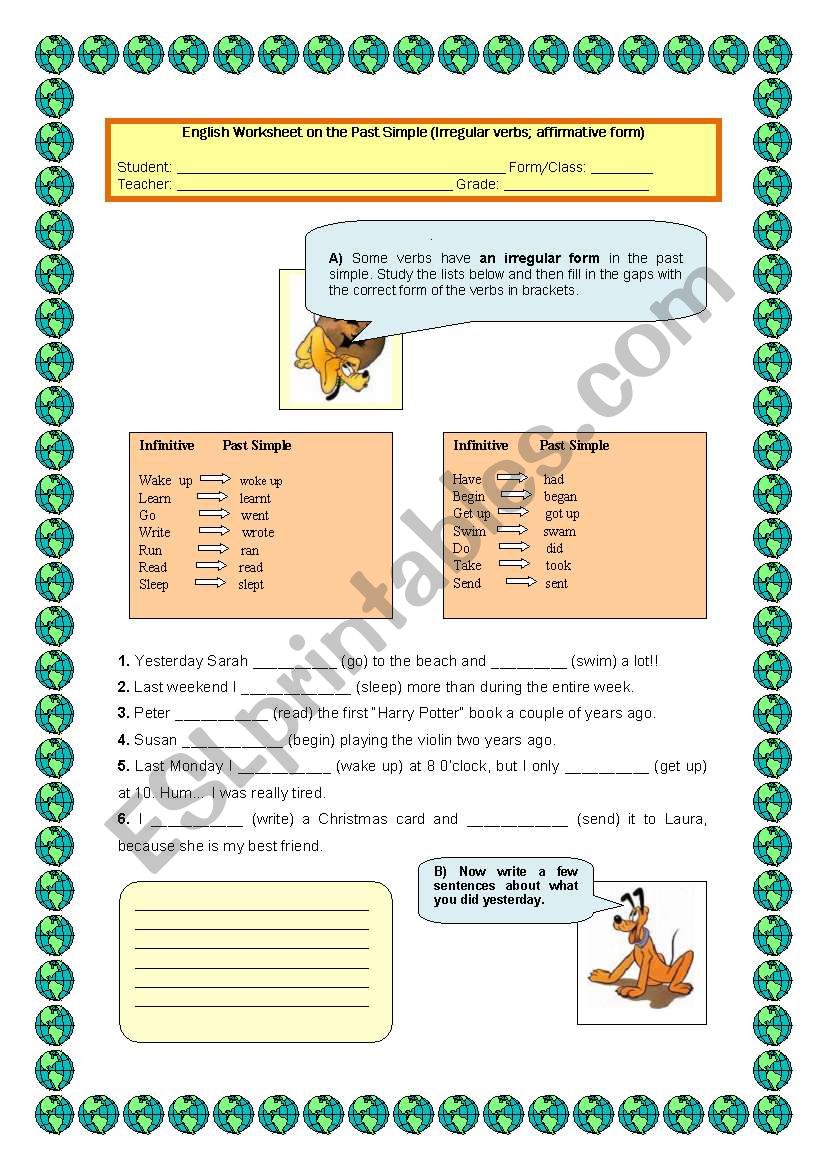 Past simple (Irregular verbs) worksheet